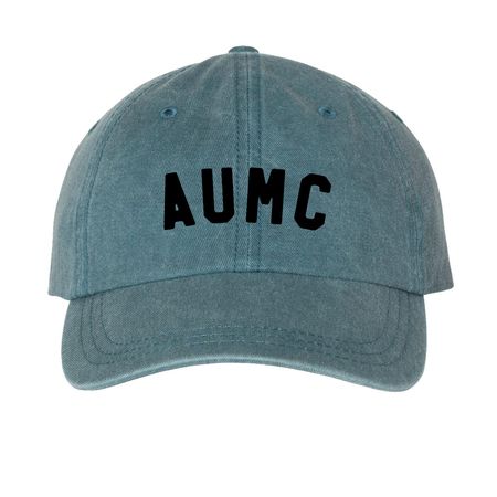 AUMC Dad Hat, a Teal Printed Pigment Dye Baseball Cap