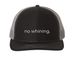 No whining hats, a Black/ Charcoal Printed Snapback Trucker Cap