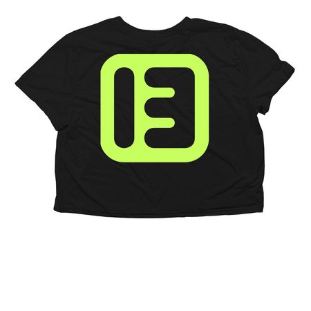 wmns pck, a Black Women?s Flowy Cropped Tee (back-view)