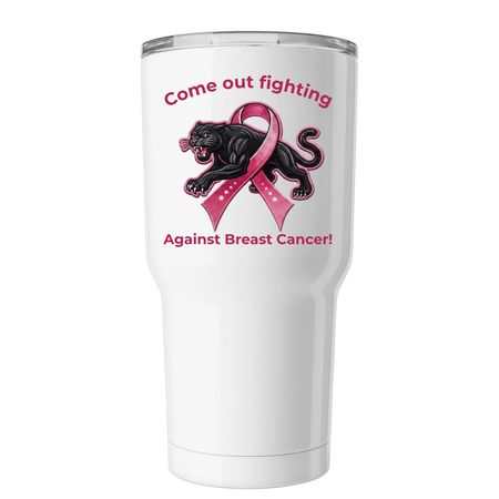 Pink Panther Breast Cancer Awareness Tumbler, a White Insulated Tumbler