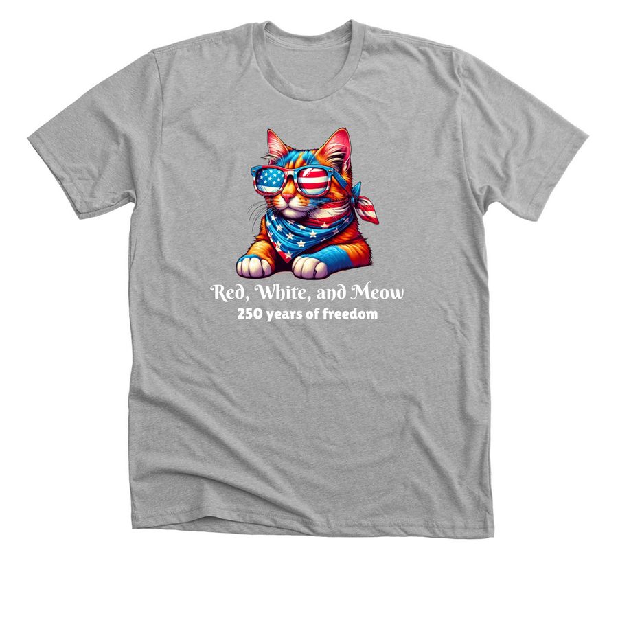 Red, White, and Meow Cool Cat, a Athletic Heather Premium Unisex Tee
