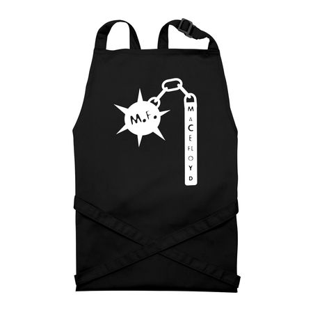 WHITE LOGO APRON, a Black Recycled Bib Apron