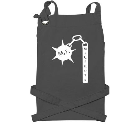 WHITE LOGO APRON, a Dark Grey Cotton Canvas Pocket Apron