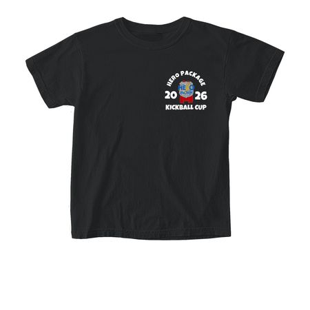 HERO PACKAGE KICKBALL CUP 26?, a Black Comfort Colors Youth Tee