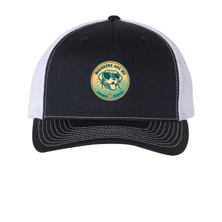 Whiskers Are We Animal Rescue, a Navy/ White Printed Five-Panel Trucker Cap