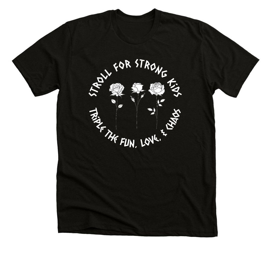 Triple the Fun, Love, & Chaos - Birth flower, a Black Heather Premium Unisex Tee