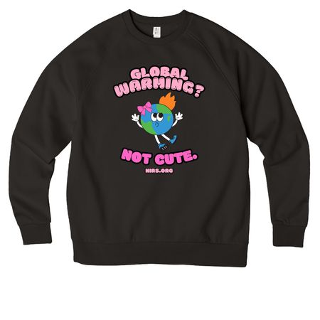 Global Warming?, a Deep Black Allmade Organic CVC Crewneck Sweatshirt