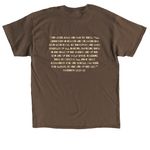 Matthew 28:18-20 T-shirt, a Dark Chocolate Classic Unisex Tee (back-view)