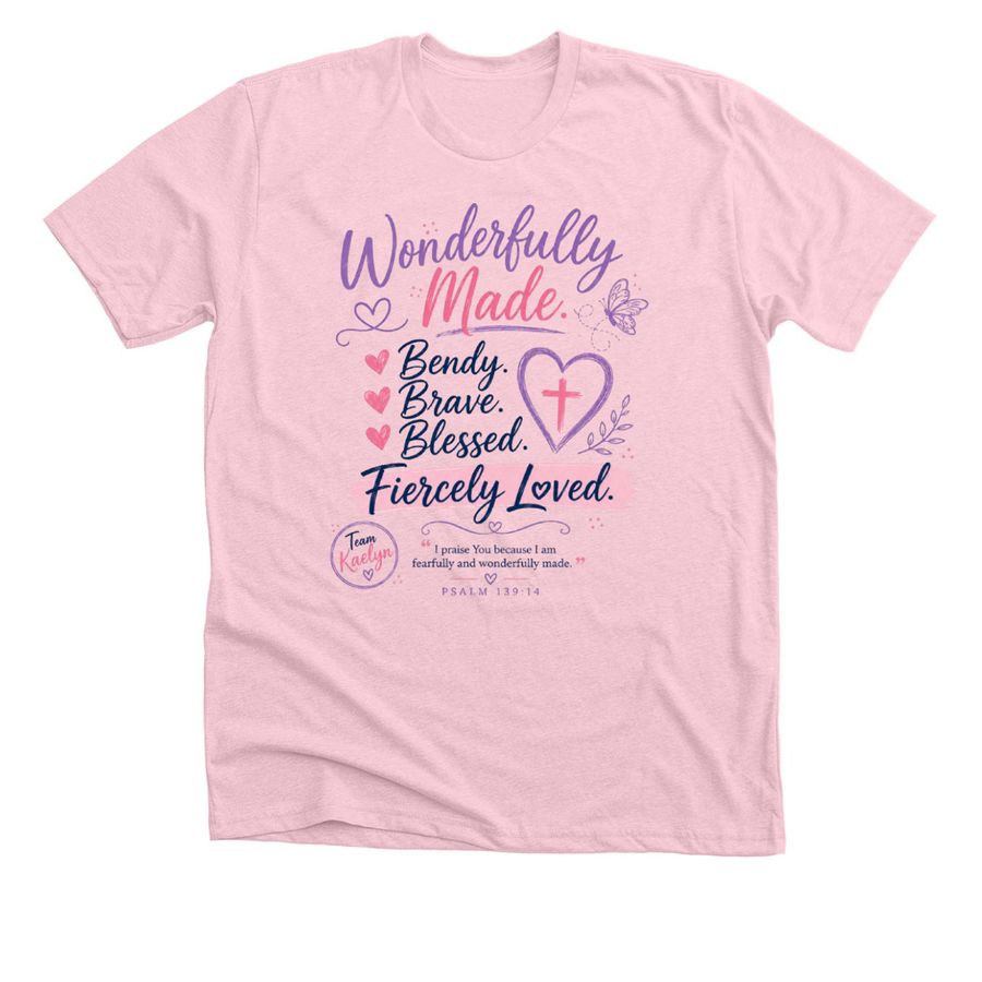 Wonderfully Made. Kaelyn?s Surgical Recovery, a Heather Pink Premium Unisex Tee