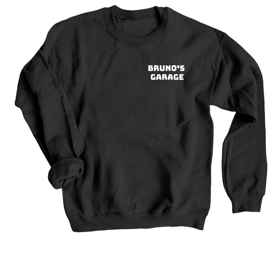 Bruno's Garage Sweatshirts, a Black Crewneck Sweatshirt