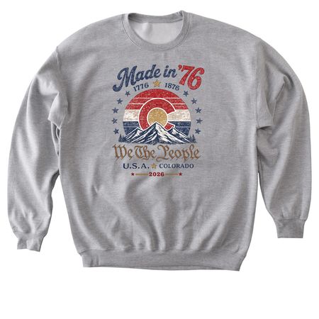 LE Made in '76 150th Anniversary Tee, a Sport Grey Softstyle Crewneck Sweatshirt