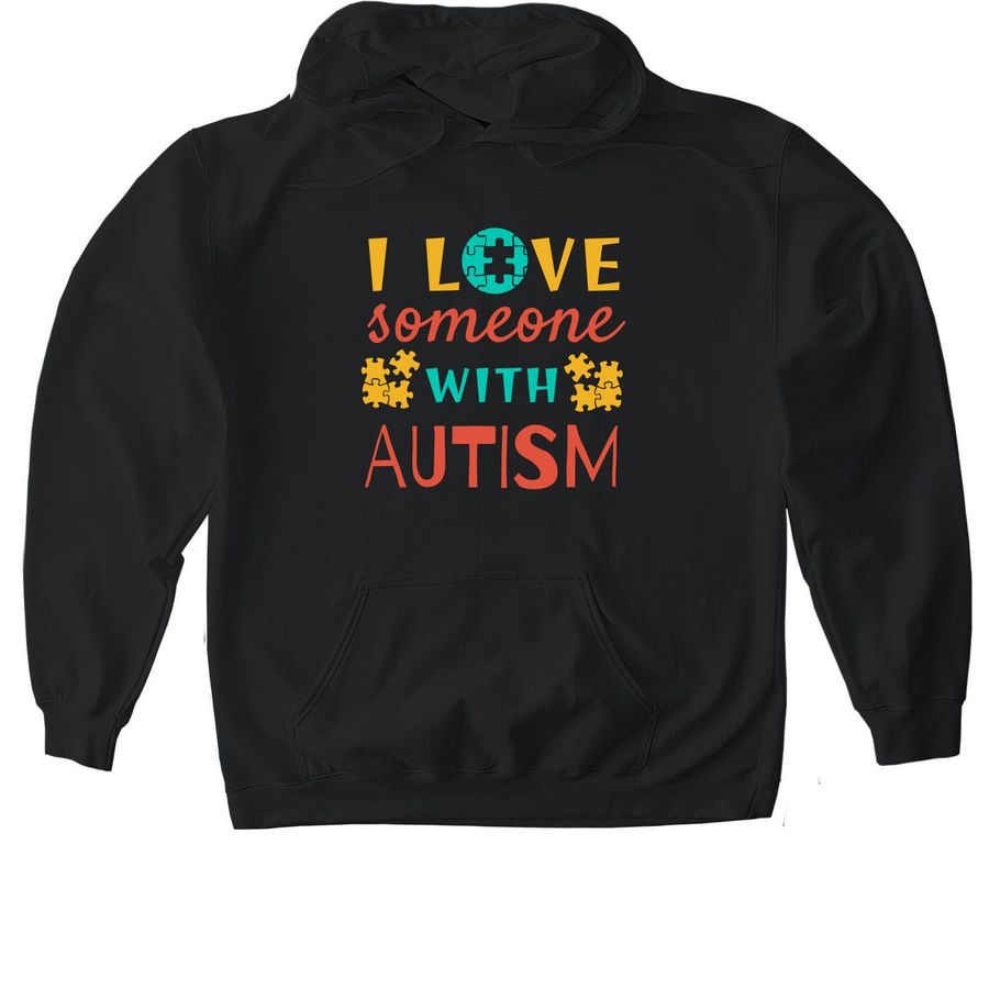 Love With Autism Hoodie, a Black Gildan Softstyle Pullover Hoodie