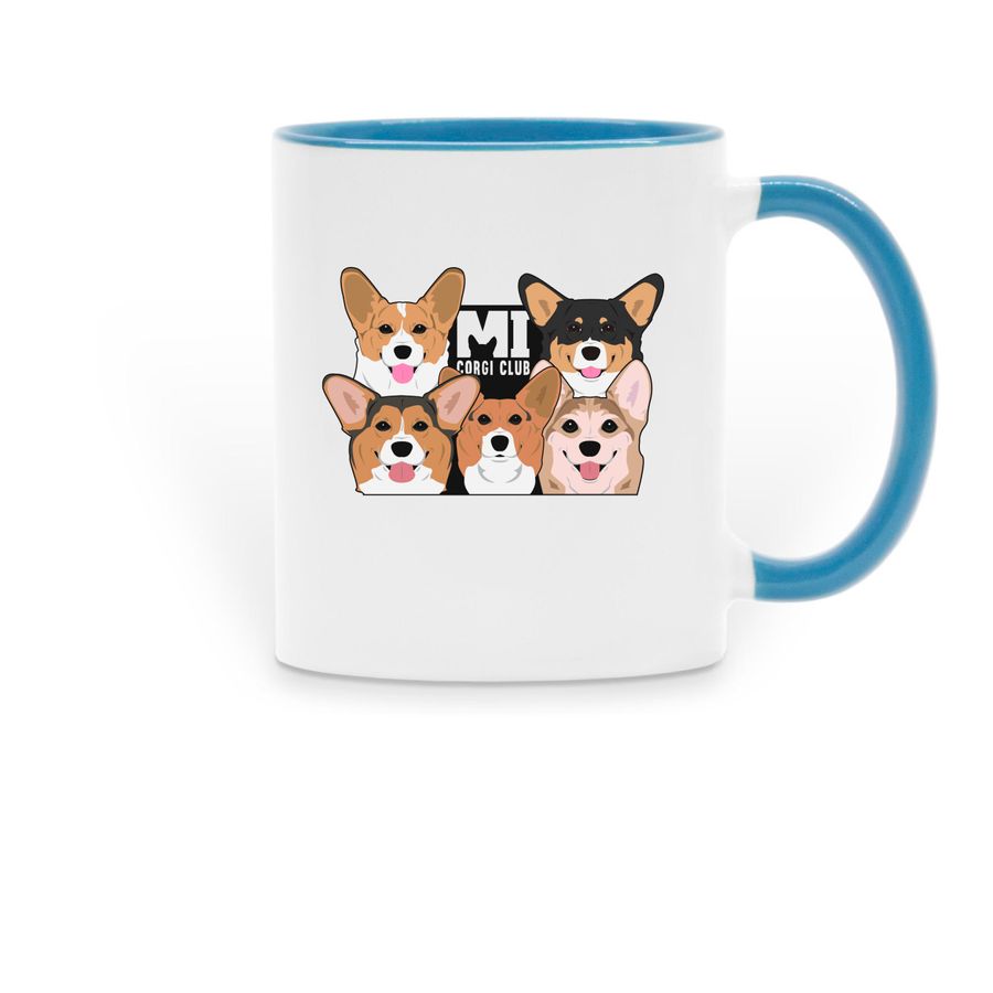 Michigan Corgi Club Mug, a Light Blue Two-Tone Ceramic Mug