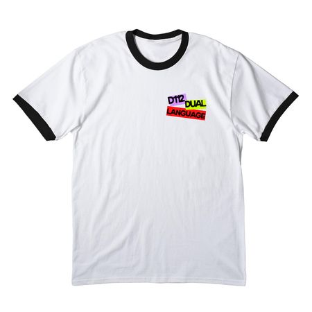 D112 Dual Cotton, a White/ Jet Black Cotton Ringer Tee