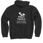 Author - I Make Stuff Up, a Black Pullover Hoodie (back-view)