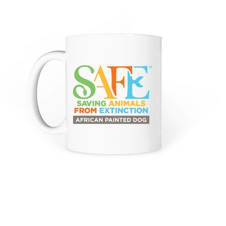 SAFE African Painted Dog Mug, a White Coffee Mug (back-view)