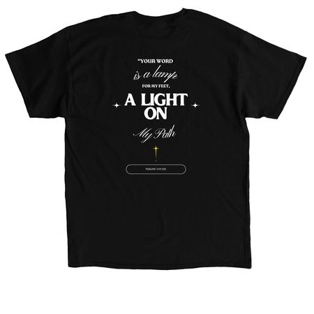 Psalm 119:105, a Black Classic Unisex Tee (back-view)