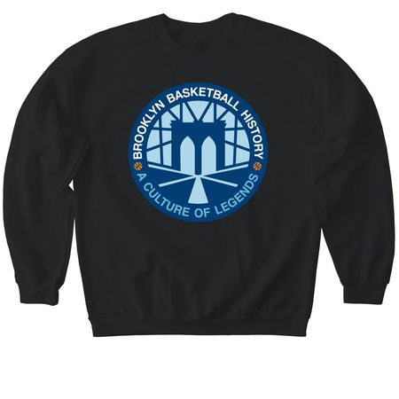 Brooklyn Basketball History2, a Black Softstyle Crewneck Sweatshirt