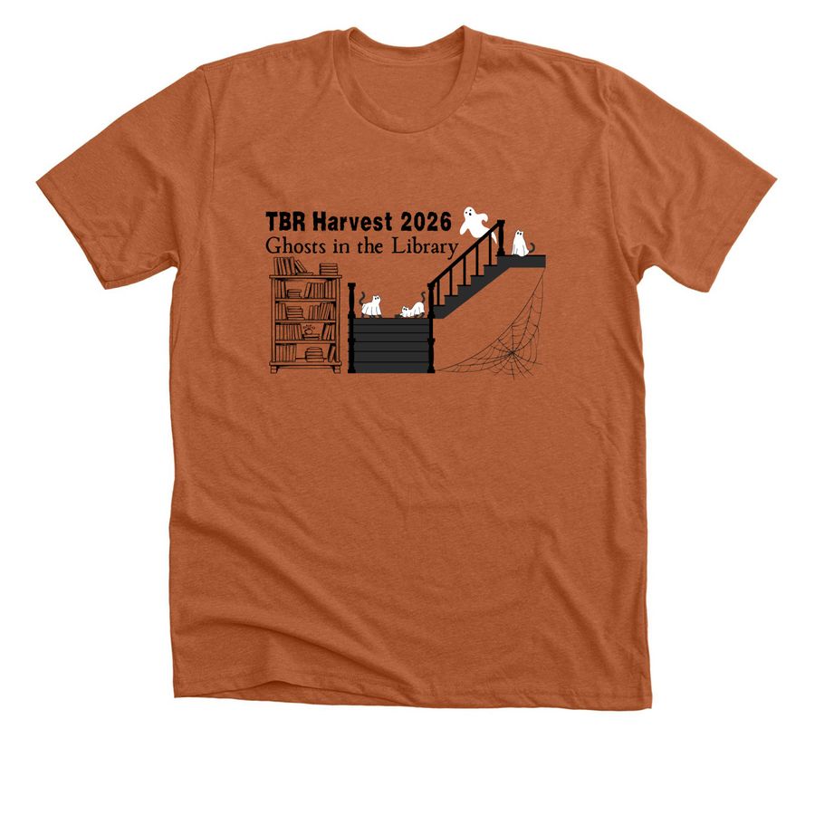 Ghosts in the Library, a Heather Autumn Premium Unisex Tee