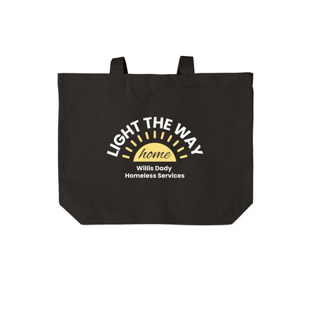 Light the Way Home, a Deep Black Cotton Canvas Tote Bag