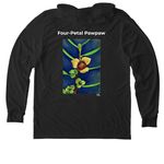 Florida's Four-Petal Pawpaw, a Space Black Allmade Eco Triblend Hoodie Tee (back-view)