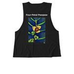 Florida's Four-Petal Pawpaw, a Deep Black Allmade Eco Triblend Women?s Muscle Tank (back-view)