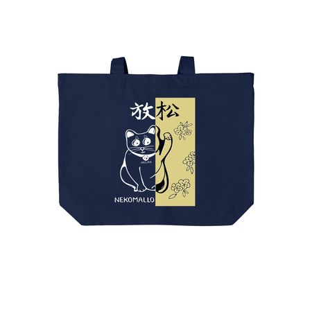 Nekomallo Navy Tote Bag, a River Blue Navy Cotton Canvas Tote Bag