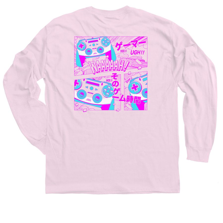 Tap Tap Manga Gamer Collection, a Light Pink Classic Long Sleeve Tee