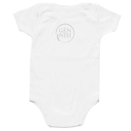 Born At Home, a White Infant Onesie (back-view)