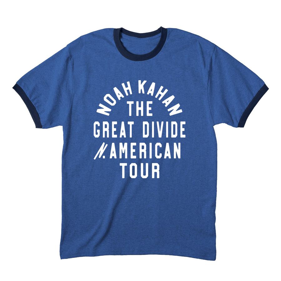 Noah Kahan Merch Citi Field, a Heather Royal/ Navy Cotton Ringer Tee