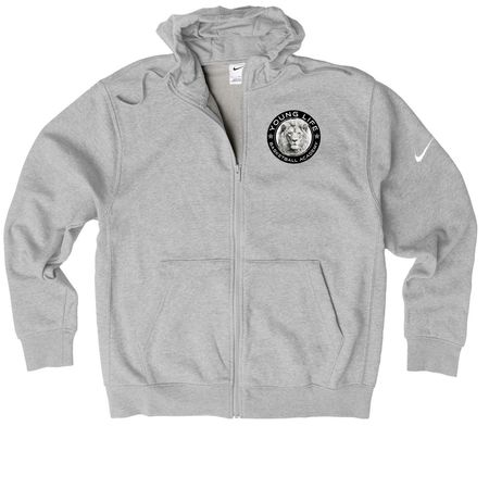 YOUNGLIFE Zip Up Hoodies & Pullovers&nbsp;, a Dark Grey Heather Nike Club Fleece Zip Up Hoodie
