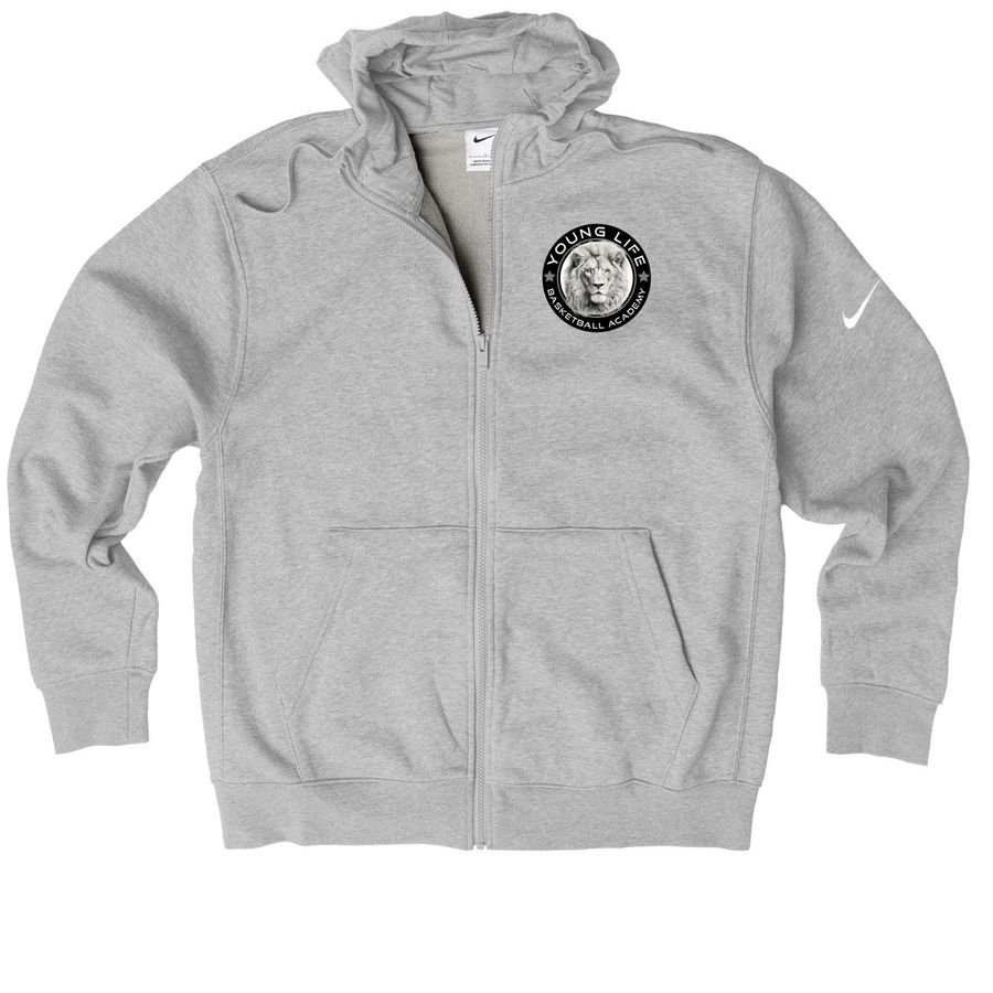 YOUNGLIFE Zip Up Hoodies & Pullovers&nbsp;, a Dark Grey Heather Nike Club Fleece Zip Up Hoodie