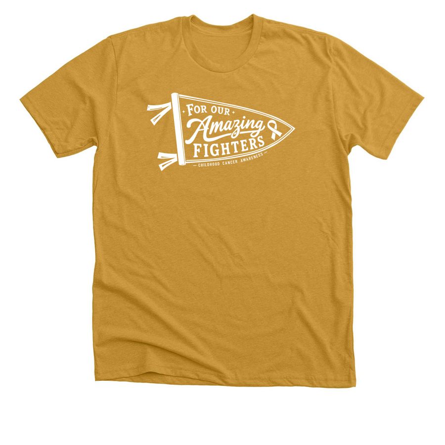 Childhood Cancer Awareness 2026 - OAF Shirts&nbsp;, a Heather Mustard Premium Unisex Tee