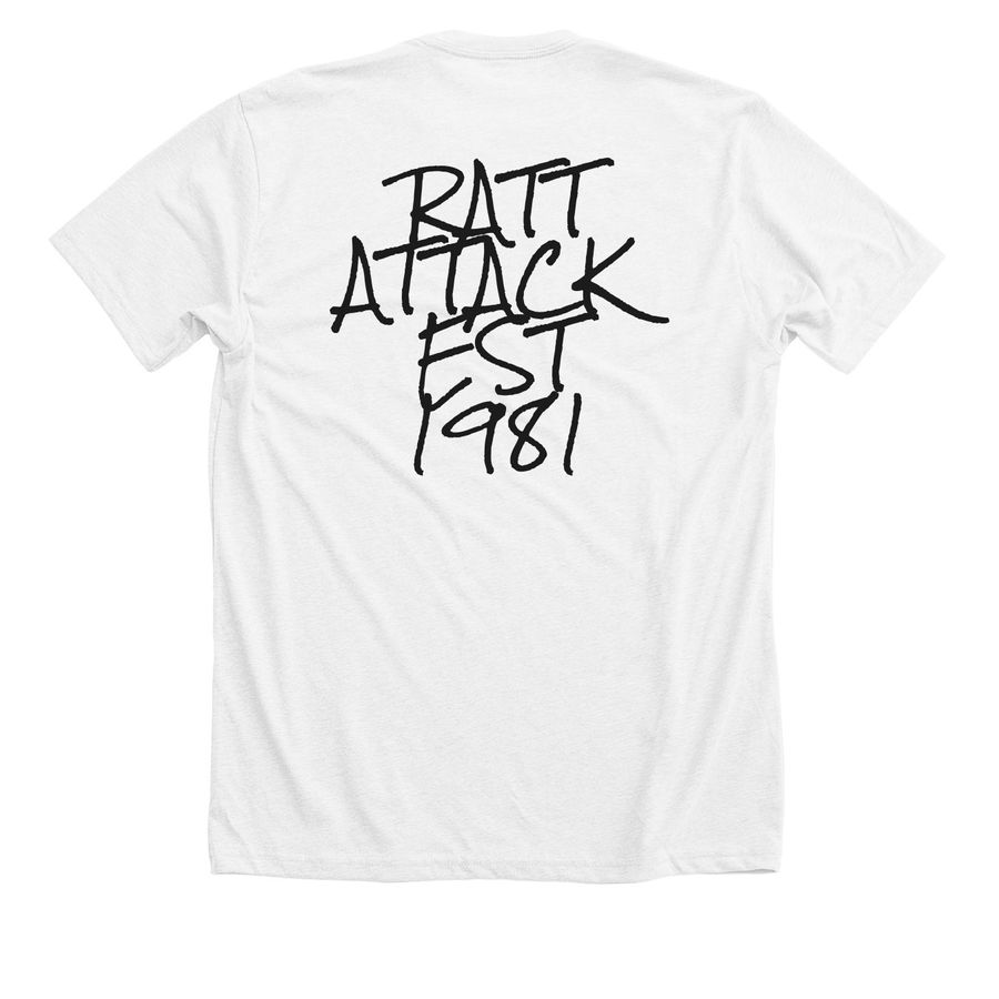 STEPHEN PEARCY of RATT ?Lord Gutter? Tee&nbsp;, a Solid White Blend Premium Unisex Tee (back-view)