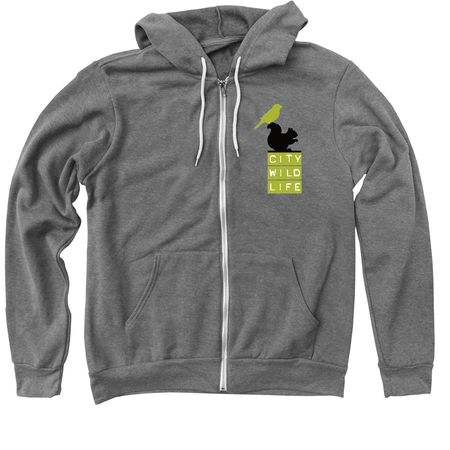 City Wildlife Zip Up Hoodie, a Deep Heather Zip Up Hoodie