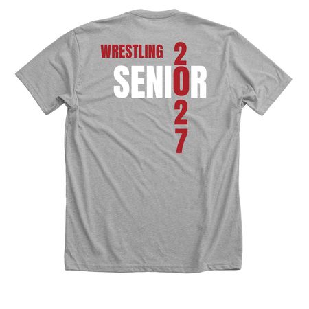 Senior 2027, a Athletic Heather Premium Unisex Tee (back-view)