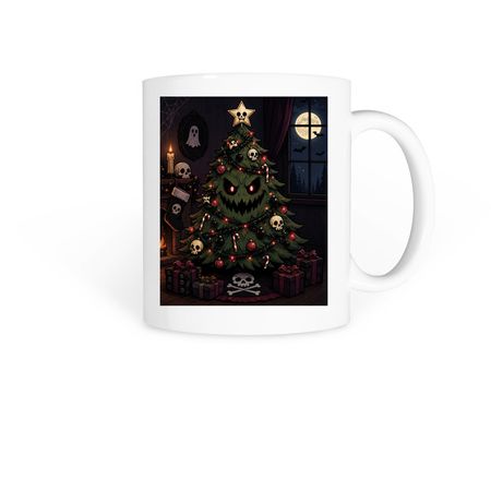 Ho Ho Horror Christmas Tree, a White Coffee Mug