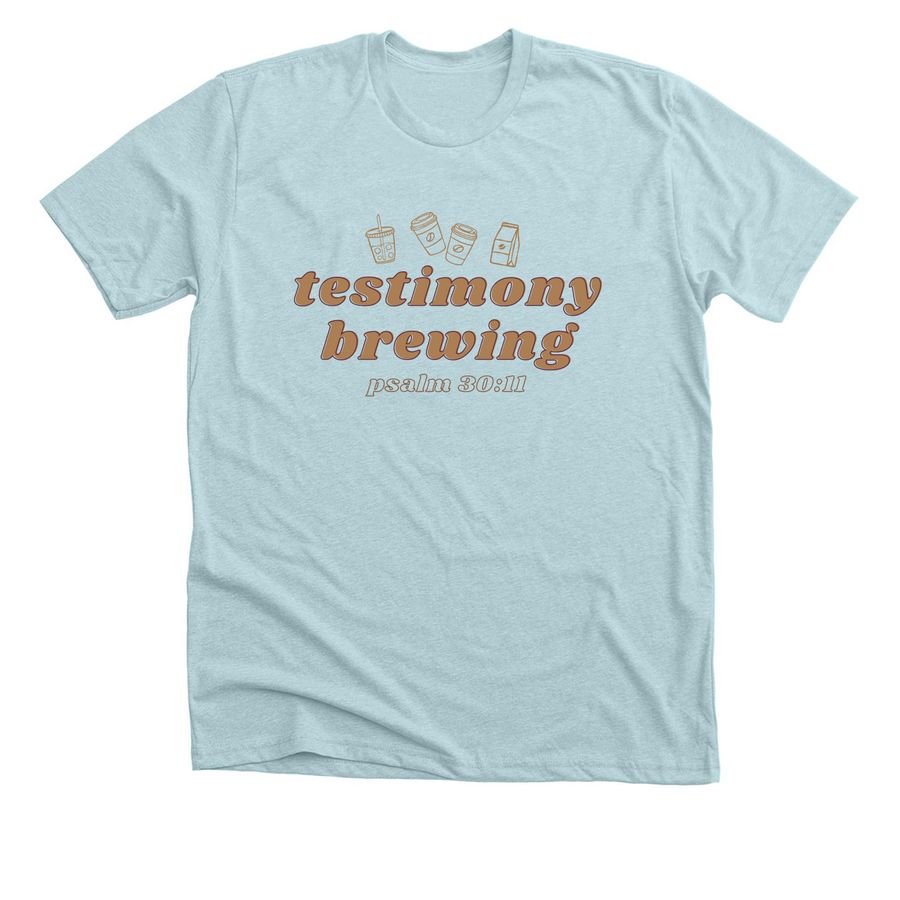 Testimony, a Heather Ice Blue Premium Unisex Tee