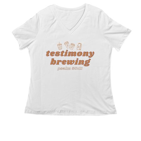 Testimony, a White Women's Relaxed V-Neck Tee