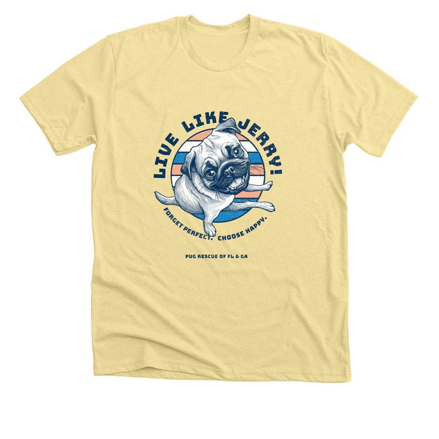 Live Like Jerry: Sunny Days, a Heather French Vanilla Premium Unisex Tee
