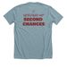 Serving up second chances, a Heather Blue Lagoon Premium Unisex Tee (back-view)