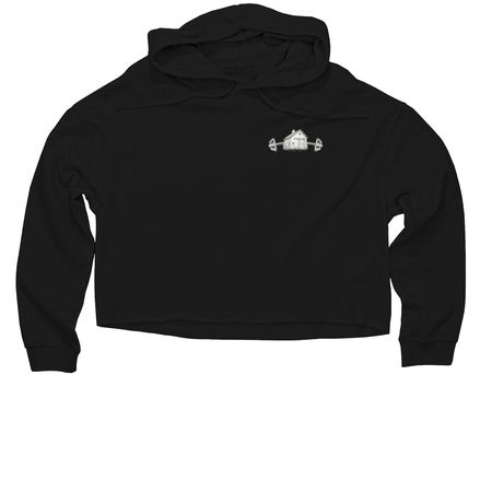 CA+F Zips & Crops w/ Barn Design, a Black Women?s Lightweight Cropped Hoodie