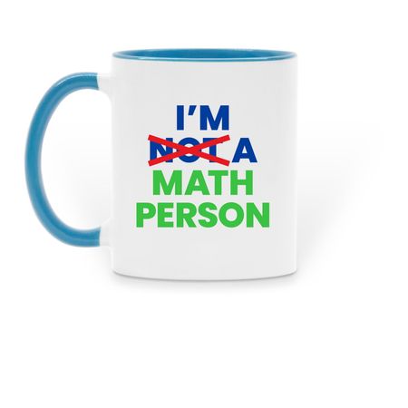 We're All Solvers Mug, a Light Blue Two-Tone Ceramic Mug (back-view)