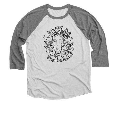 Sweet Rose, a Premium Heather and Heather White 3/4 Sleeve Baseball Tee