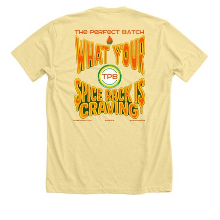Twang Spice T, a Heather French Vanilla Premium Unisex Tee (back-view)