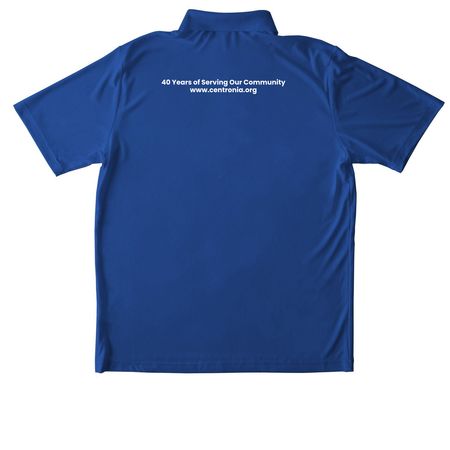 40th Anniversary (& Mission) Staff Collection, a True Royal Unisex Performance Polo (back-view)