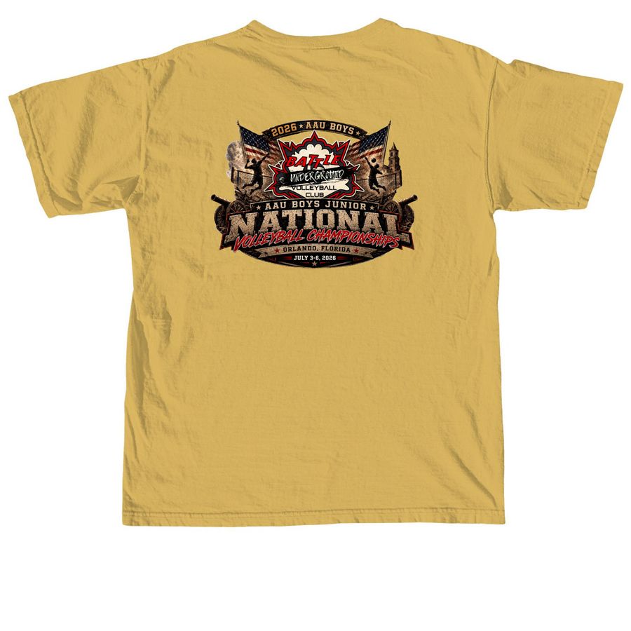 Nationals 2026 - Boys 18 Black, a Mustard Comfort Colors Unisex Tee