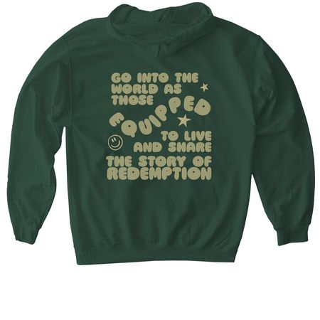 Benediction Tee, a Forest Green Softstyle Pullover Hoodie (back-view)