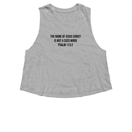 Psalm 113:2, a Athletic Heather Women's Cropped Racerback Tank