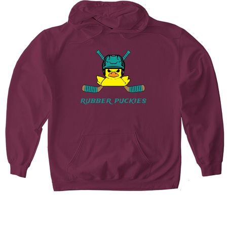 Rubber Puckies Tees & Sweatshirts, a Maroon Gildan Softstyle Pullover Hoodie